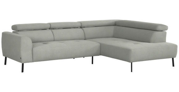 ECKSOFA in Chenille Alabasterfarben 280/205 cm - Alabasterfarben/Schwarz, Design, Textil/Metall (280/205cm) - Xora