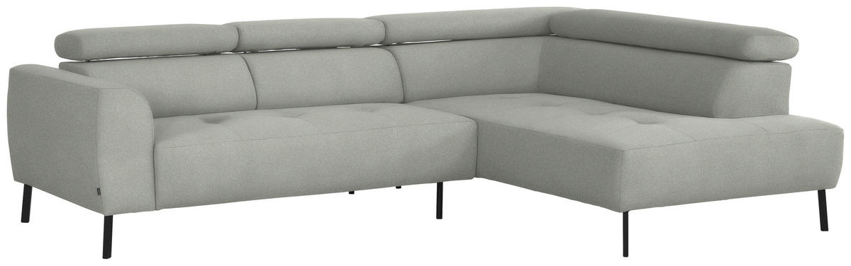 ECKSOFA in Chenille Alabasterfarben  280/205 cm  - Alabasterfarben/Schwarz, Design, Textil/Metall (280/205cm) - Xora