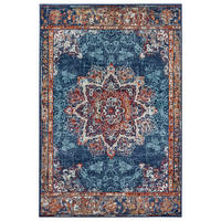 FLACHWEBETEPPICH 57/90 cm Luxor Blau, Multicolor  - Blau/Multicolor, Design, Kunststoff/Textil (57/90cm)