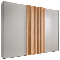 SCHWEBETÜRENSCHRANK 246,3/217/67 cm,  in Champagner, Eiche Bianco, 3 Tür(en)  - Eiche Bianco/Champagner, Design, Holzwerkstoff/Metall (246,3/217/67cm) - Novel
