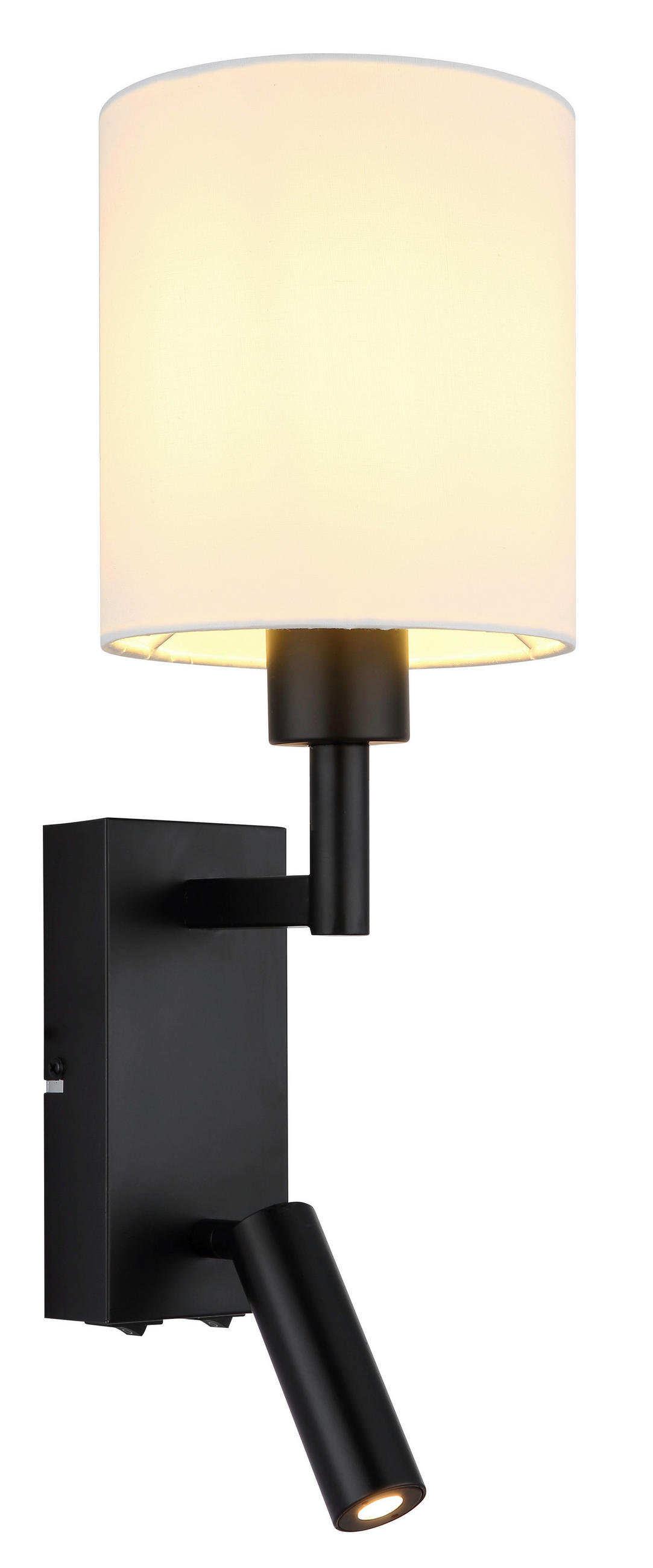 LED-WANDLEUCHTE 15/45,5 cm   - Schwarz/Weiß, KONVENTIONELL, Textil/Metall (15/45,5cm) - Globo