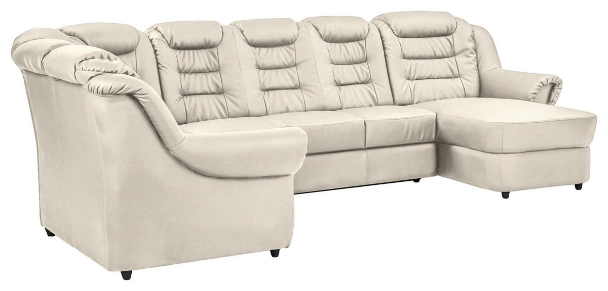 WOHNLANDSCHAFT in Chenille Creme  - Creme/Schwarz, Konventionell, Kunststoff/Textil (216/333/165cm) - Livetastic