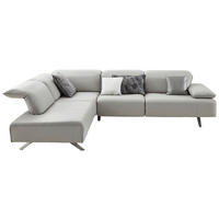 ECKSOFA in Echtleder Silberfarben  230/290 cm  - Dunkelgrau/Anthrazit, Design, Leder/Metall (230/290cm) - Johann Jakob