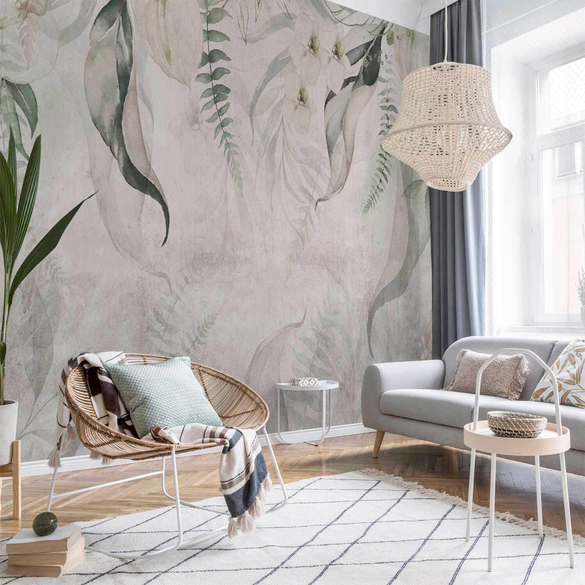 FOTOTAPETE  - Salbeigrün/Grauweiß, LIFESTYLE, Textil (250/175cm) - artgeist