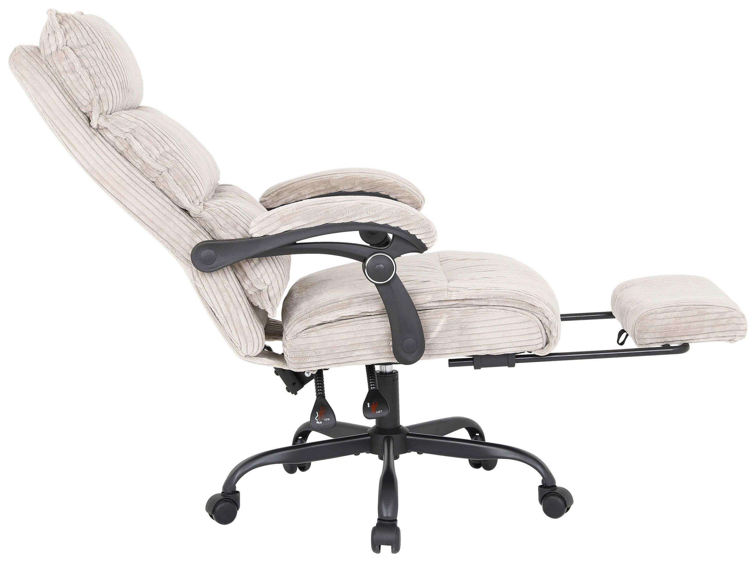 DREHSTUHL Cord Beige  - Beige/Schwarz, MODERN, Holz/Kunststoff (65/116/124/65cm) - MID.YOU