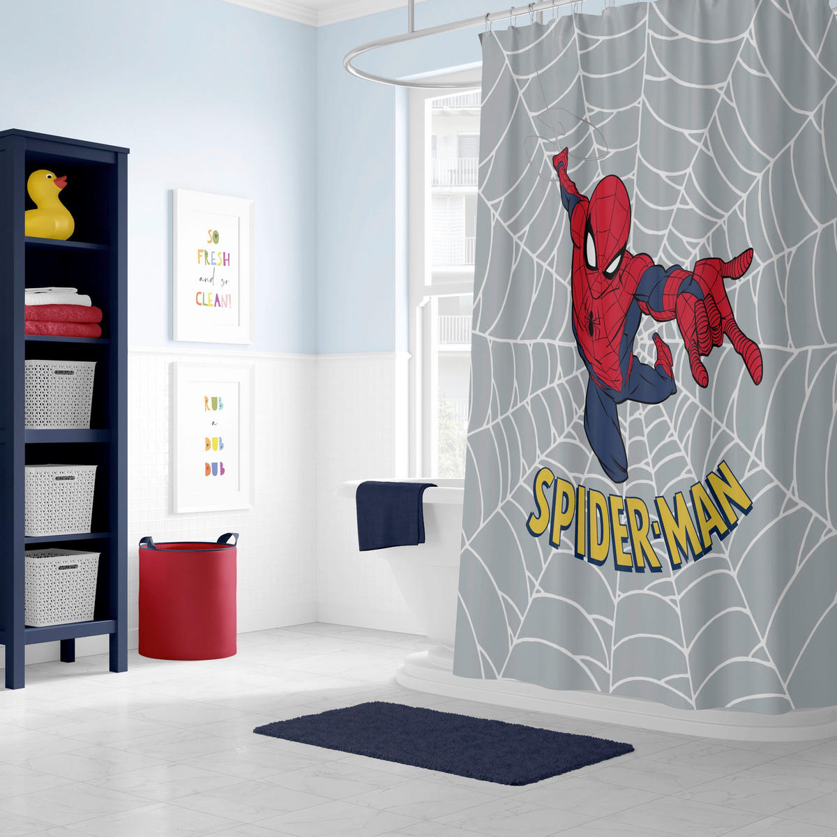 DUSCHVORHANG Marvel Spider Man 183/178 cm  - Grau, Basics, Textil (183/178cm)