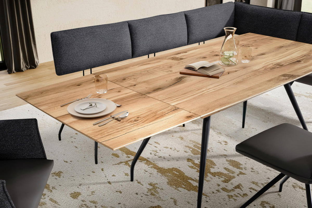 ECKBANK Metall, Textil Anthrazit  - Anthrazit/Schwarz, Design, Textil/Metall (255/205cm) - Moderano