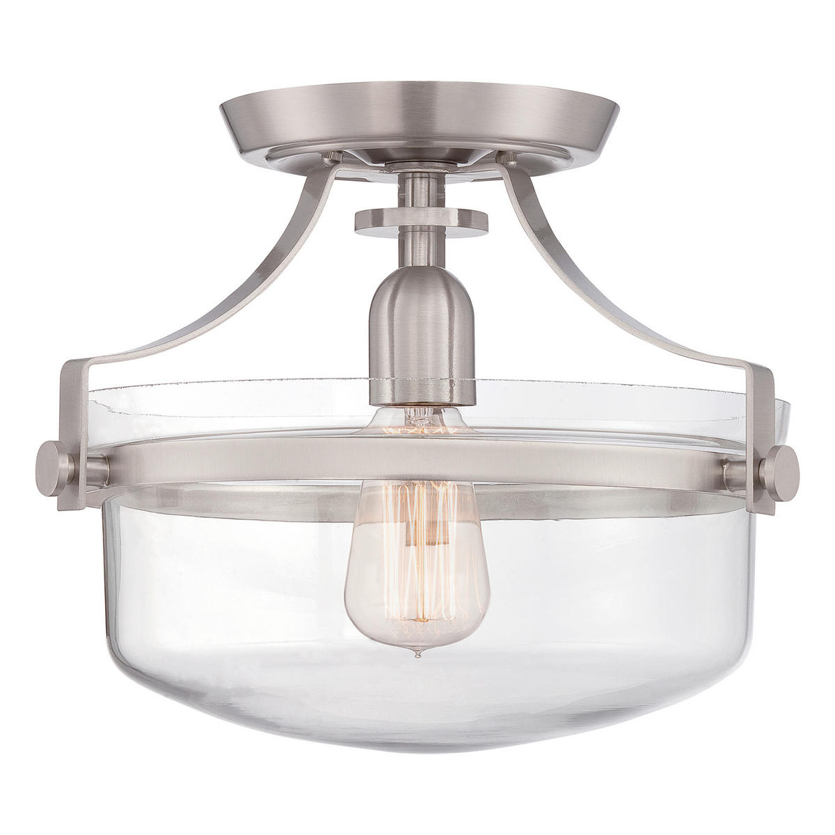 DECKENLEUCHTE  33/26.7 cm    - Nickelfarben, Natur, Glas/Metall (33/26.7cm) - Elstead Lighting