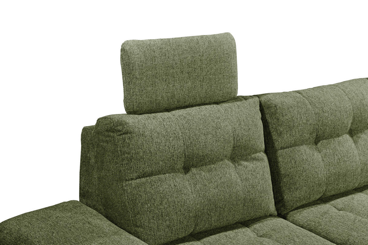 WOHNLANDSCHAFT Olivgrün Webstoff  - Schwarz/Olivgrün, KONVENTIONELL, Kunststoff/Textil (170/324/218cm) - Carryhome