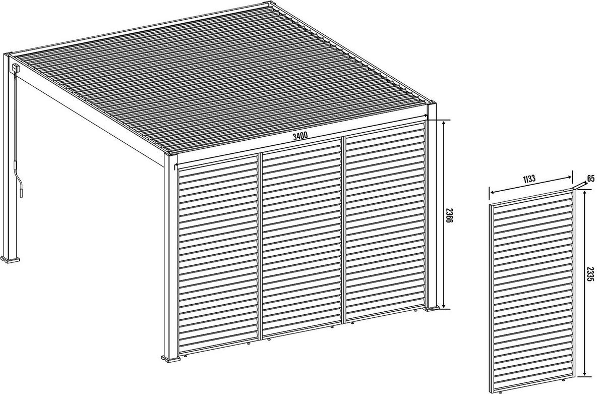 PERGOLA-SEITENTEIL 113,5/233,5/6,5 cm   - Graphitfarben, Basics, Metall (113,5/233,5/6,5cm) - Gardenson