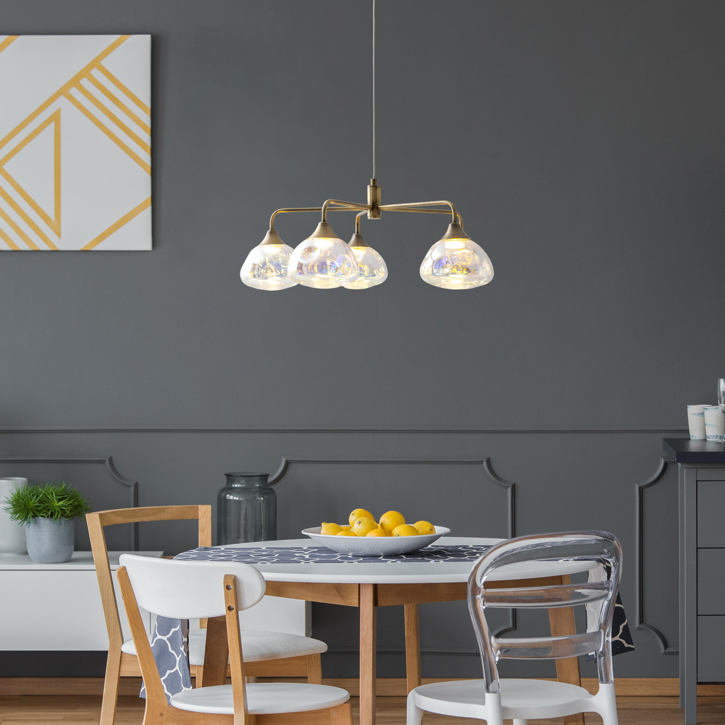 LED-HÄNGELEUCHTE Varna 50/120 cm   - Messingfarben, Design, Glas/Metall (50/120cm) - Näve