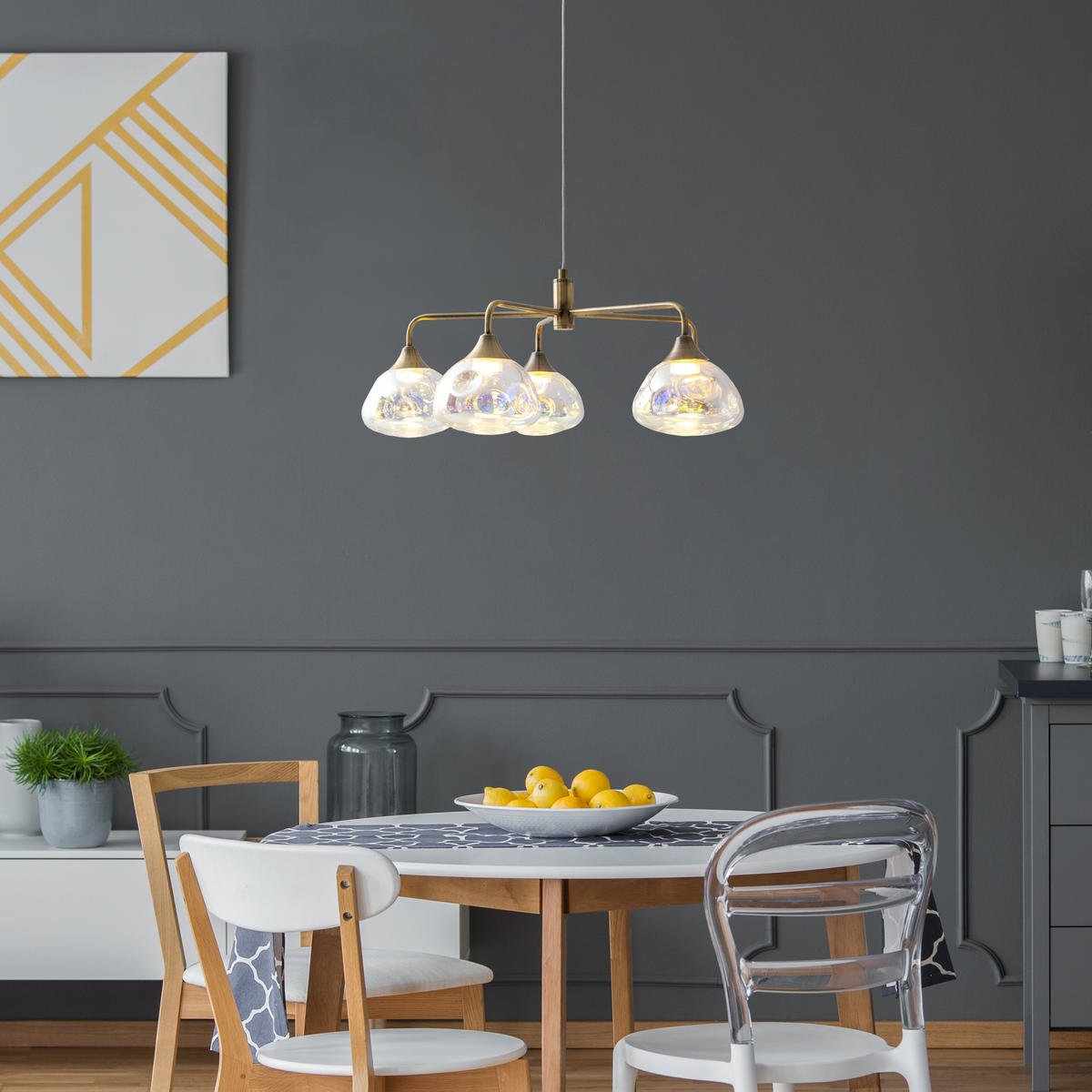 LED-HÄNGELEUCHTE Varna 50/120 cm   - Messingfarben, Design, Glas/Metall (50/120cm) - Näve