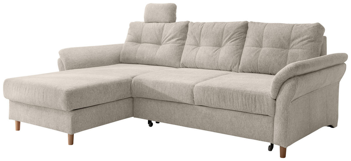 ECKSOFA in Chenille Beige  - Beige/Naturfarben, Modern, Holz/Textil (176/250cm) - Livetastic