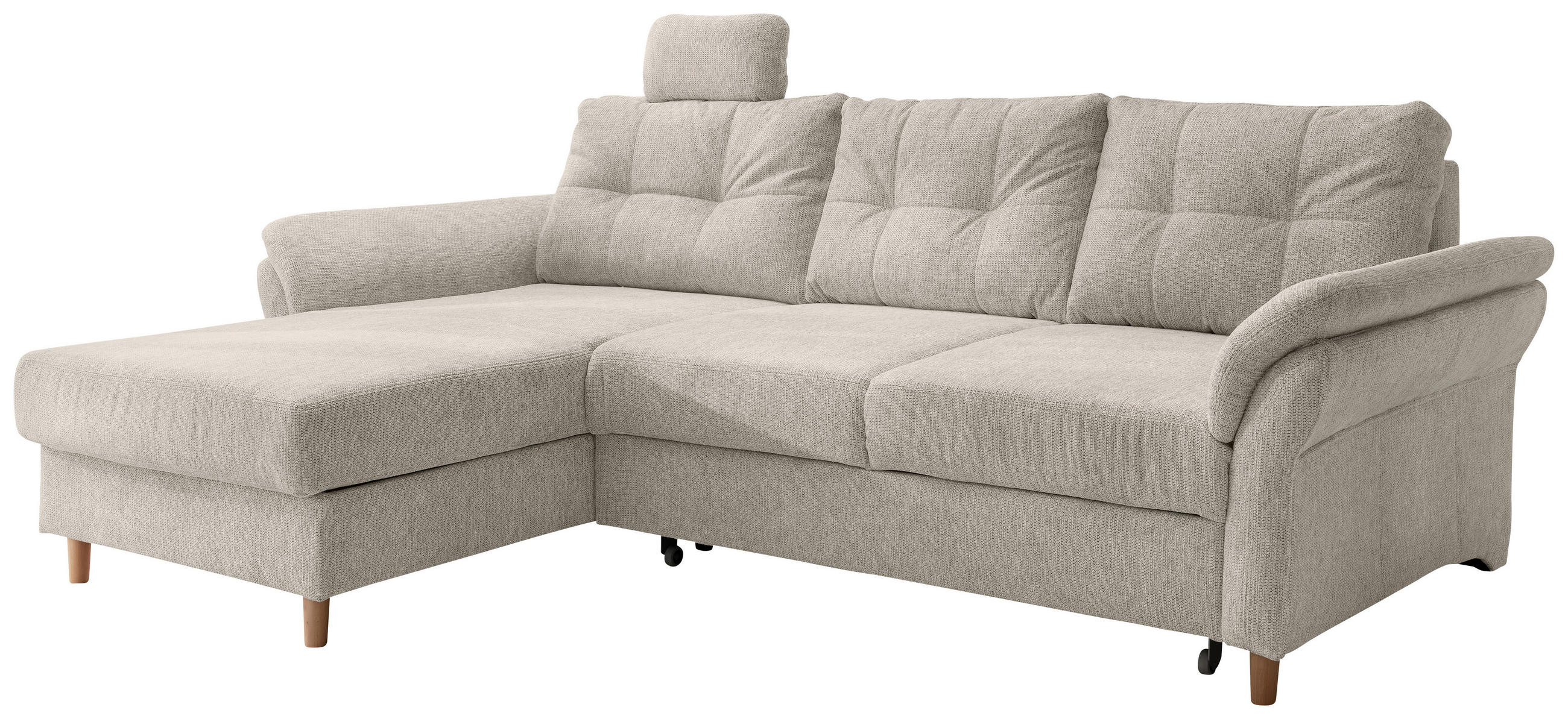 Thumbnail - Livetastic Ecksofa, Beige, Textil, Buche, 4-Sitzer, Füllung: Schaumstoff, Ottomane links, L-Form, 250x176 cm, Liegefunkt...