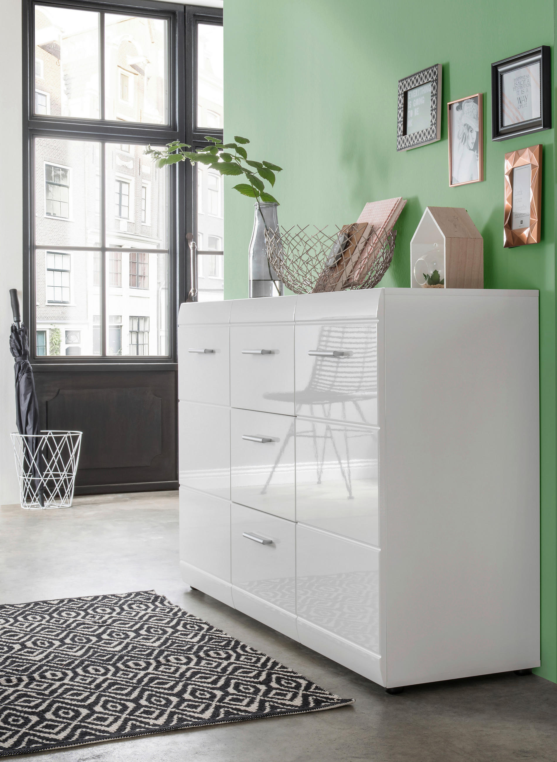 SIDEBOARD Adana  in 144/86/40 cm  - Silberfarben/Weiß, Design, Holzwerkstoff/Kunststoff (144/86/40cm) - Carryhome
