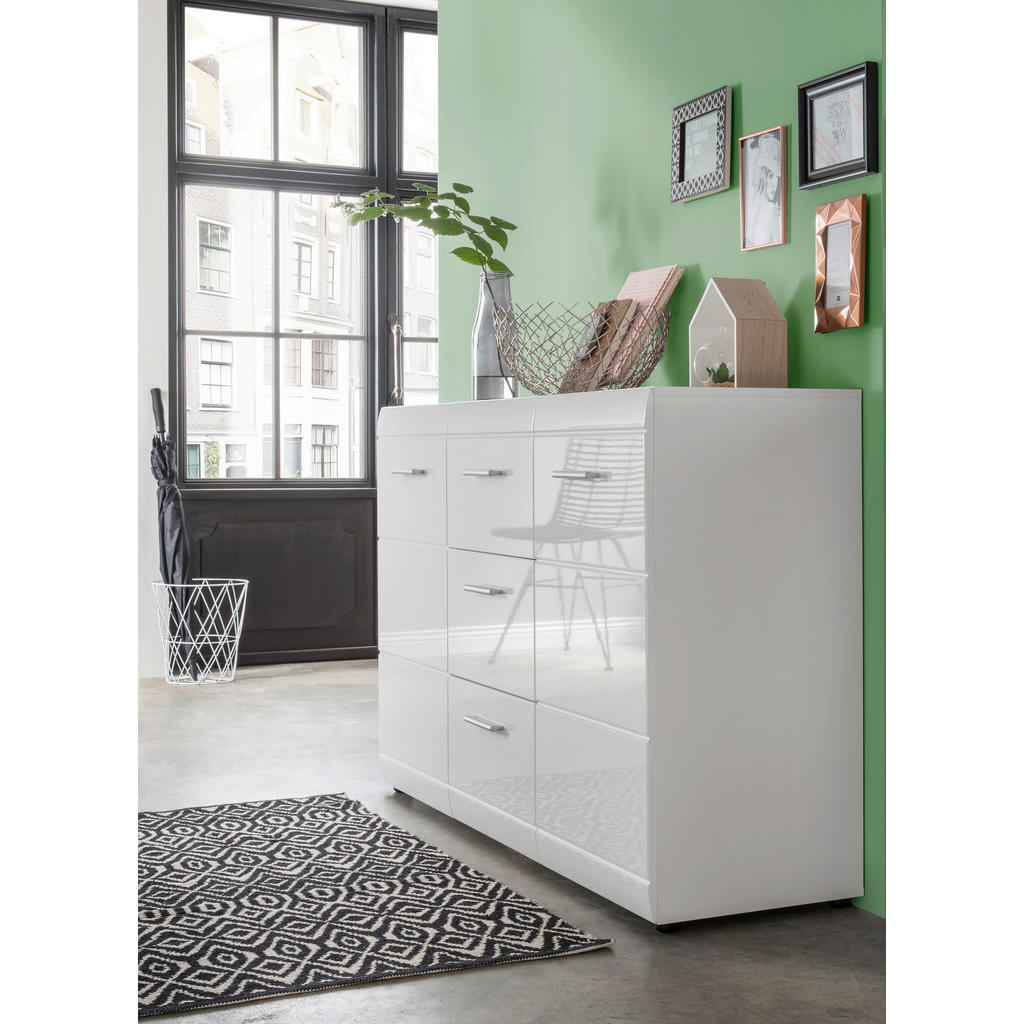 Thumbnail - Carryhome Sideboard Adana, Weiß, Holzwerkstoff, 2 Fächer, 3 Schubladen, 144x86x40 cm, Beimöbel erhältlich, Wohnzimmer, K...