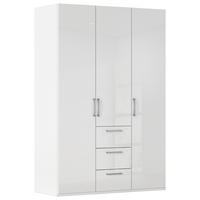 DREHTÜRENSCHRANK 151/235/61 cm,  in Weiß, Weiß Hochglanz, 3-türig  - Edelstahlfarben/Weiß Hochglanz, Basics, Holzwerkstoff/Metall (151/235/61cm) - Novel
