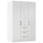 DREHTÜRENSCHRANK 151/223/61 cm,  in Weiß, Weiß Hochglanz, 3-türig  - Edelstahlfarben/Weiß Hochglanz, Basics, Holzwerkstoff/Metall (151/223/61cm) - Novel