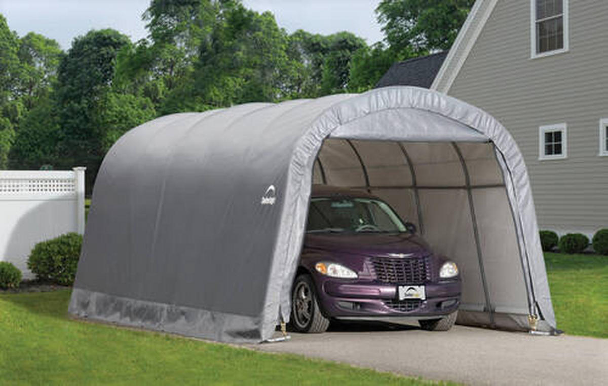 CARPORT 370/240/610 cm Stahl  - Grau, Basics, Kunststoff/Metall (370/240/610cm) - Ambia Garden