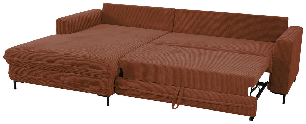 ECKSOFA  in Cord Rostfarben   - Rostfarben/Schwarz, Design, Textil/Metall (174/272cm) - MID.YOU
