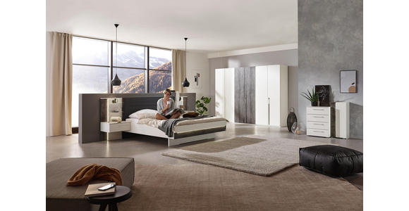 BETTANLAGE in Grau, Weiß - Weiß/Grau, Design, Holzwerkstoff/Textil (180/200cm) - Dieter Knoll