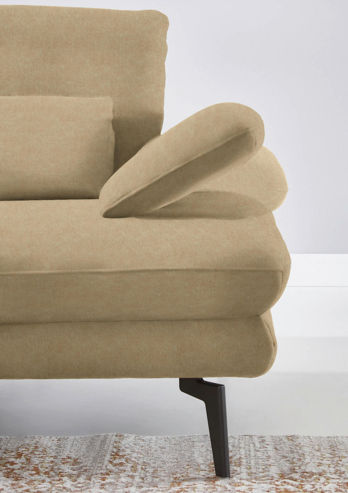 ECKSOFA in Velours Cappuccino  180/310 cm  - Schwarz/Cappuccino, Design, Textil/Metall (180/310cm) - Dieter Knoll