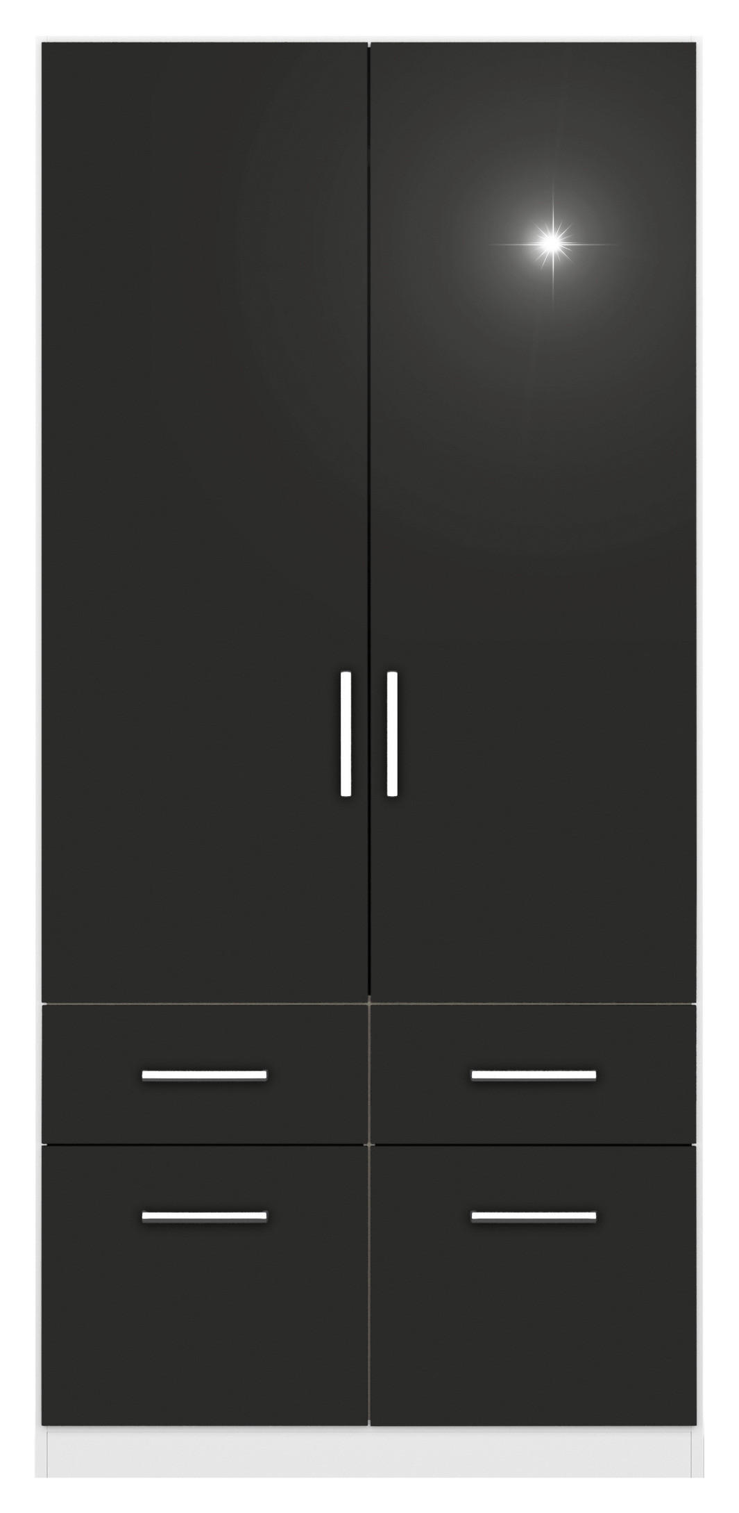 DREHTÜRENSCHRANK  in Weiß, Grau  - Chromfarben/Weiß, MODERN, Holzwerkstoff/Kunststoff (91/197/54cm) - Rauch Möbel