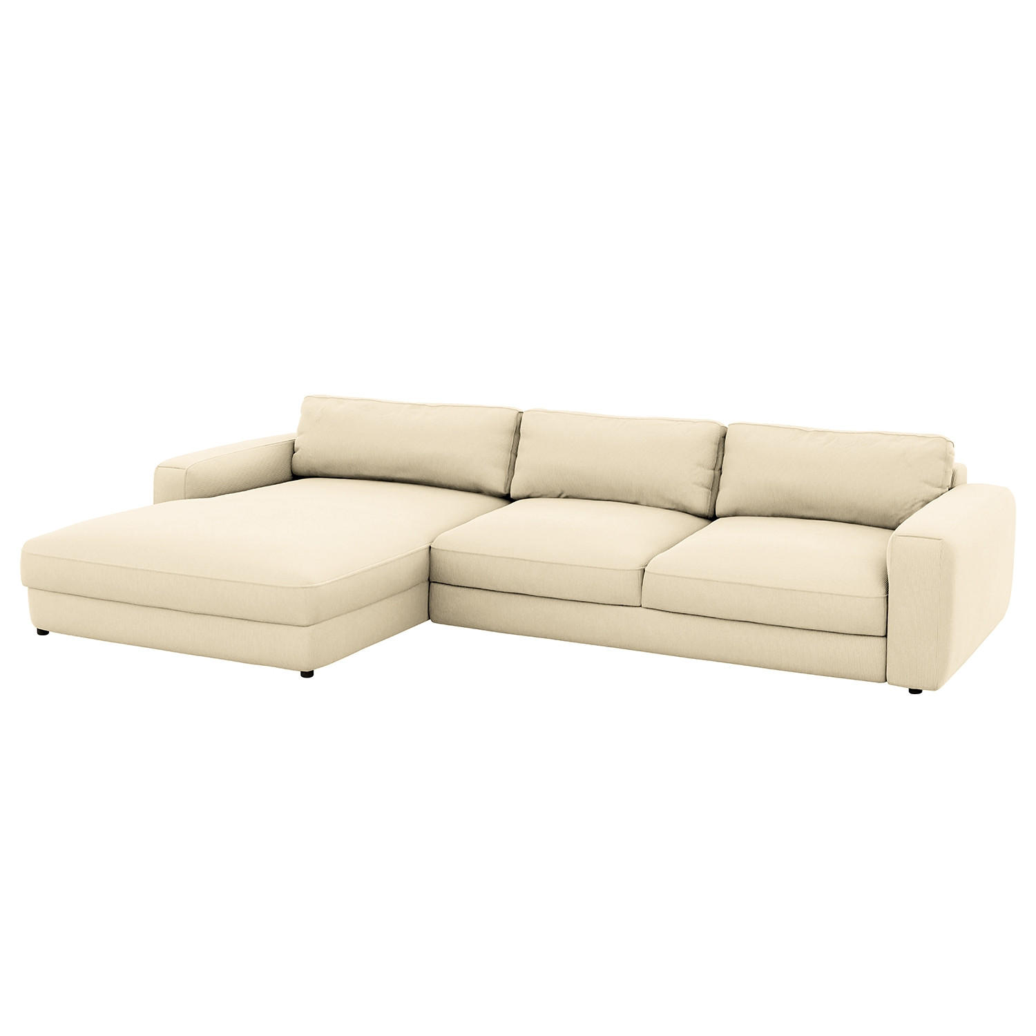 ECKSOFA in Cord Creme  - Creme/Schwarz, Modern, Textil (176/84/303cm) - Trendmanufaktur