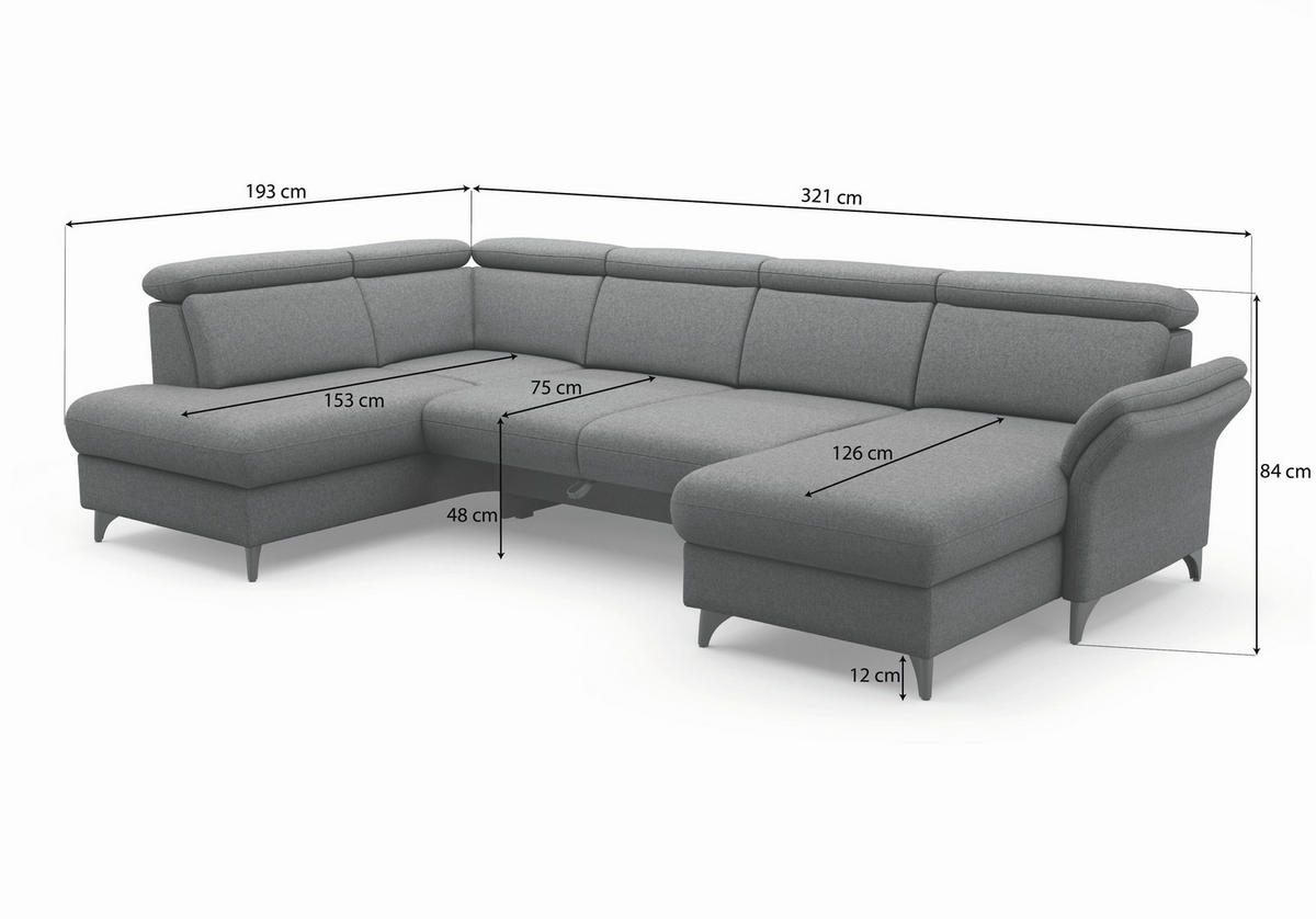 WOHNLANDSCHAFT GLENDALE E Taupe Flachgewebe  - Taupe/Eichefarben, KONVENTIONELL, Holz/Textil (193/321/166cm) - Sit & More