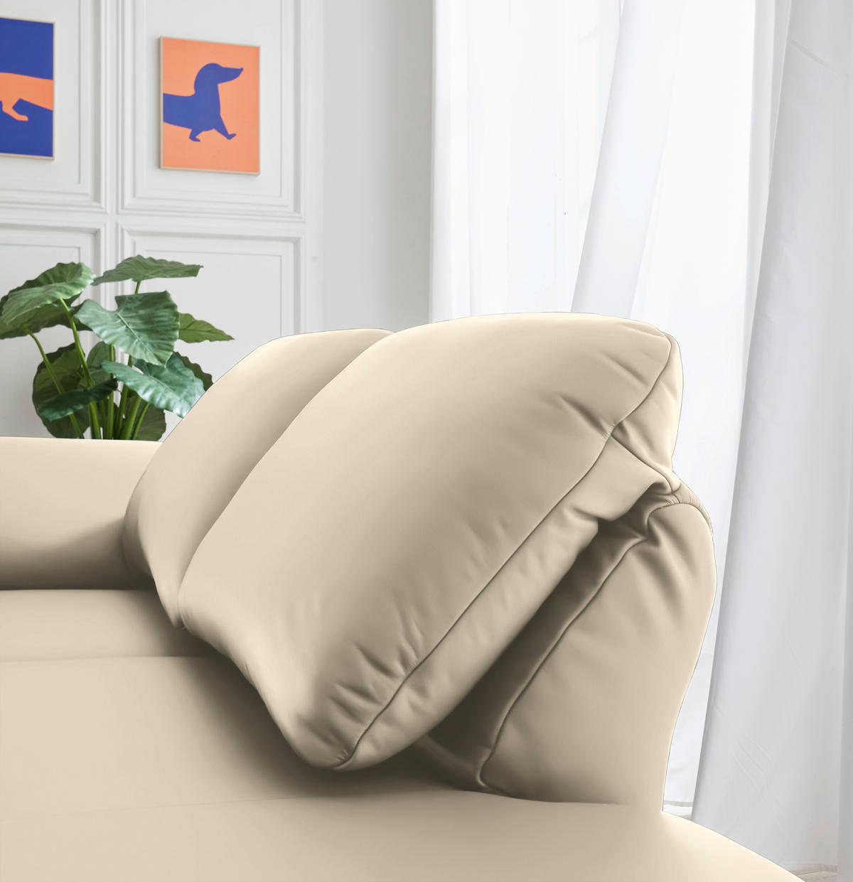 RÉCAMIERE in Echtleder Creme  - Chromfarben/Creme, Design, Leder/Metall (209/85-109/95-16cm) - Dieter Knoll