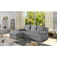 ECKSOFA Webstoff Grau  - Schwarz/Grau, Design, Kunststoff/Textil (201/143cm) - MID.YOU