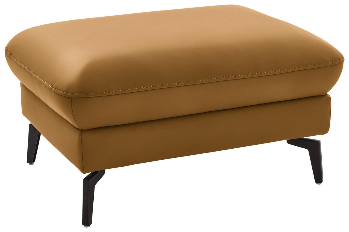 ECKSOFA in Echtleder Currygelb  - Currygelb/Schwarz, Natur, Leder/Metall (281/168cm) - Valdera