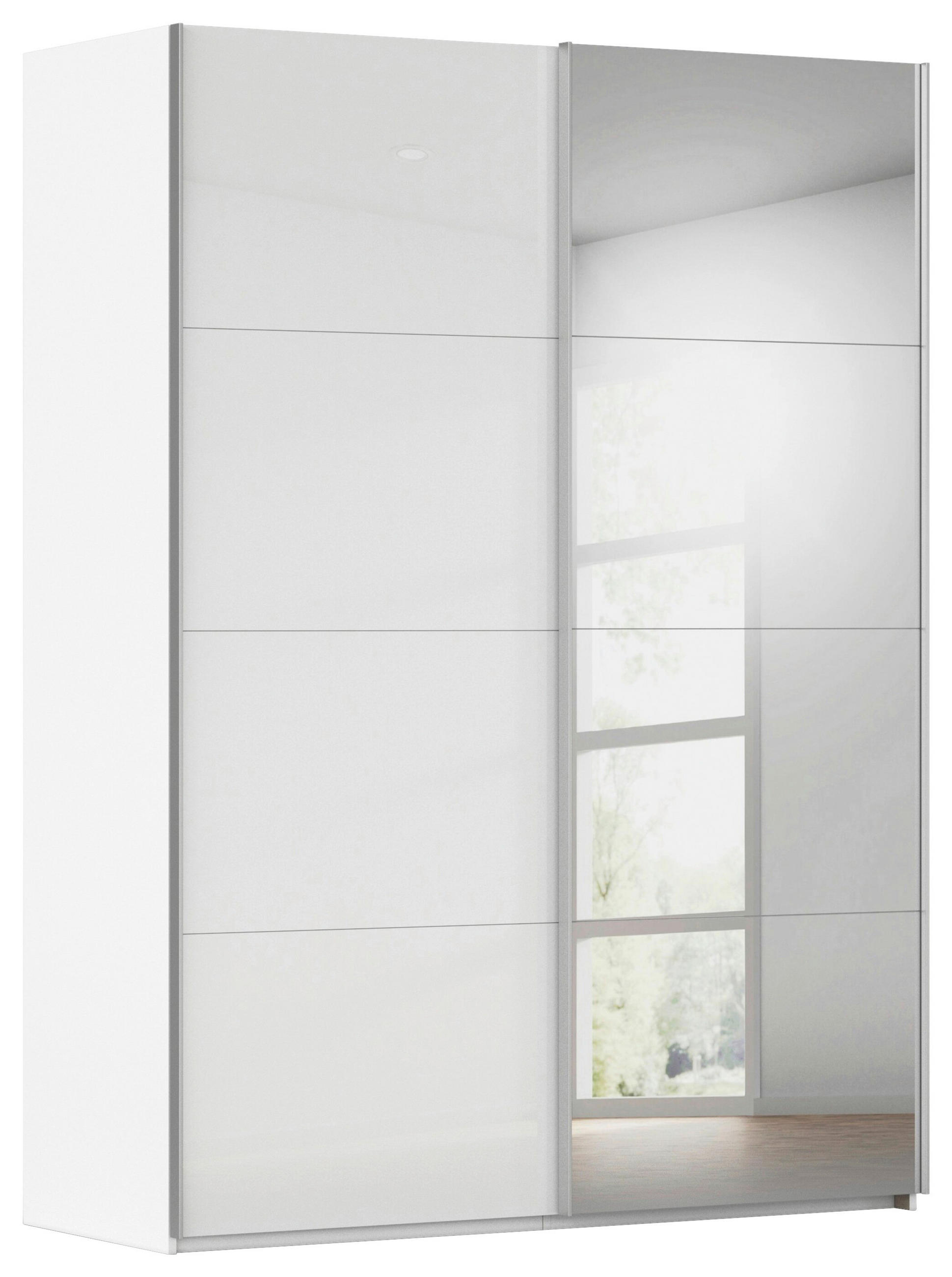 SCHWEBETÜRENSCHRANK 162/236/68 cm 2-türig Weiß  - Alufarben/Weiß, Basics, Glas/Holzwerkstoff (162/236/68cm) - Novel