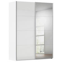 SCHWEBETÜRENSCHRANK 162/236/68 cm 2-türig Weiß  - Alufarben/Weiß, Basics, Glas/Holzwerkstoff (162/236/68cm) - Novel