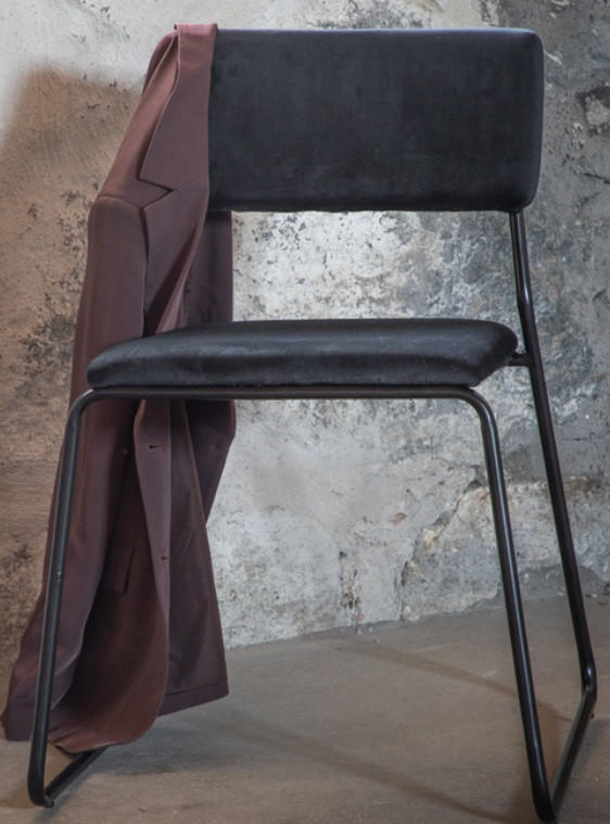 STUHL-SET 2 Stück  in Velours  - Schwarz, Design, Textil/Metall (40/76/52cm) - Livetastic
