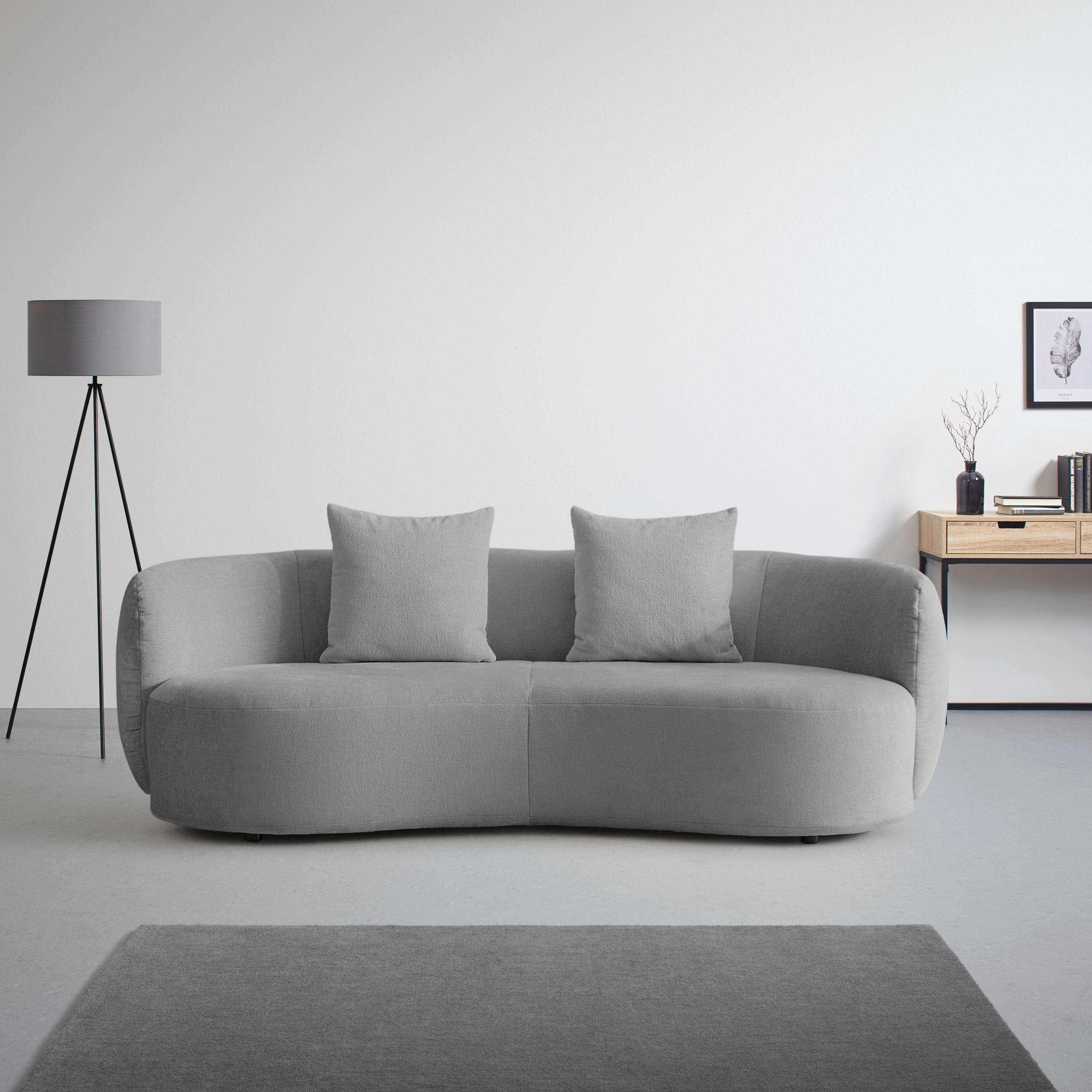 BIG SOFFA i chenille ljusgrå  - ljusgrå/svart, Modern, textil/plast (235/72/110cm) - MID.YOU