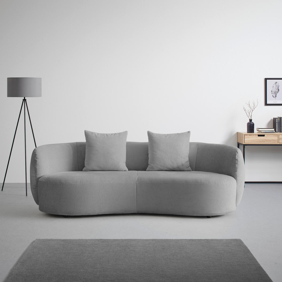 BIG SOFFA i chenille ljusgrå  - ljusgrå/svart, Modern, textil/plast (235/72/110cm) - MID.YOU