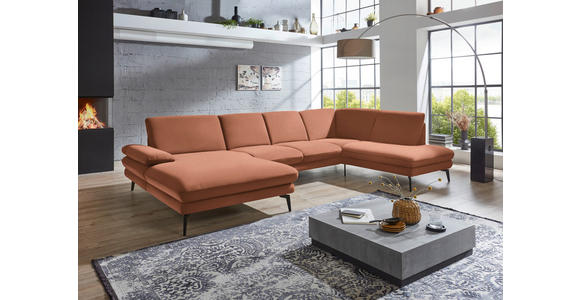 WOHNLANDSCHAFT in Webstoff Orange - Schwarz/Orange, Design, Textil/Metall (180/344/208cm) - Dieter Knoll