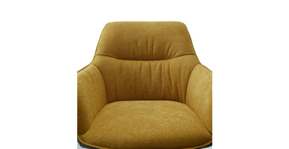 ARMLEHNSTUHL in Eisen Webstoff - Gelb/Anthrazit, Design, Textil/Metall (61.5/83.5/63cm) - Novel