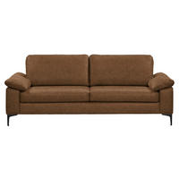 3-SITZER-SOFA  in Echtleder Braun   - Schwarz/Braun, Design, Leder/Metall (224/86/97cm) - Schöner Wohnen