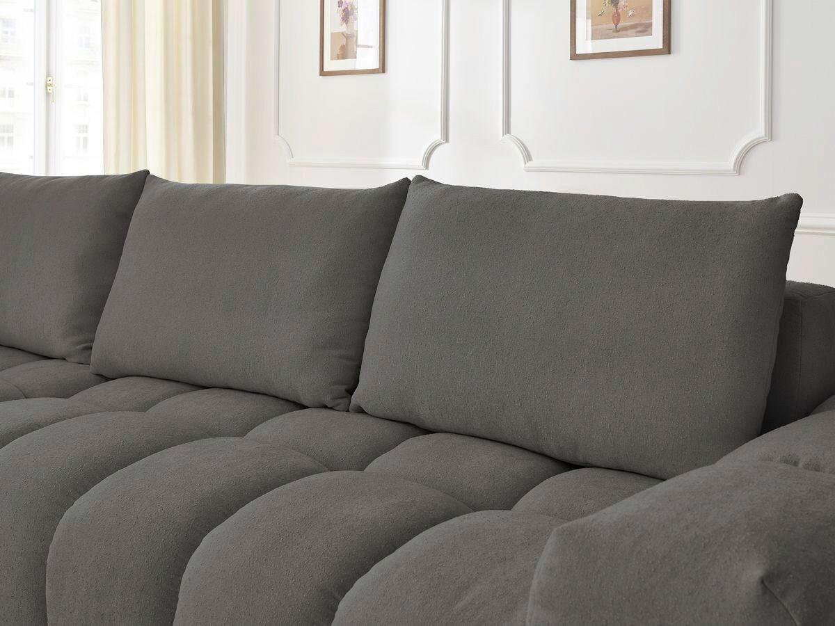 ECKSOFA Ottomane links  EVEREST Dunkelgrau Struktur  - Dunkelgrau/Schwarz, MODERN, Kunststoff/Textil (210/352cm)