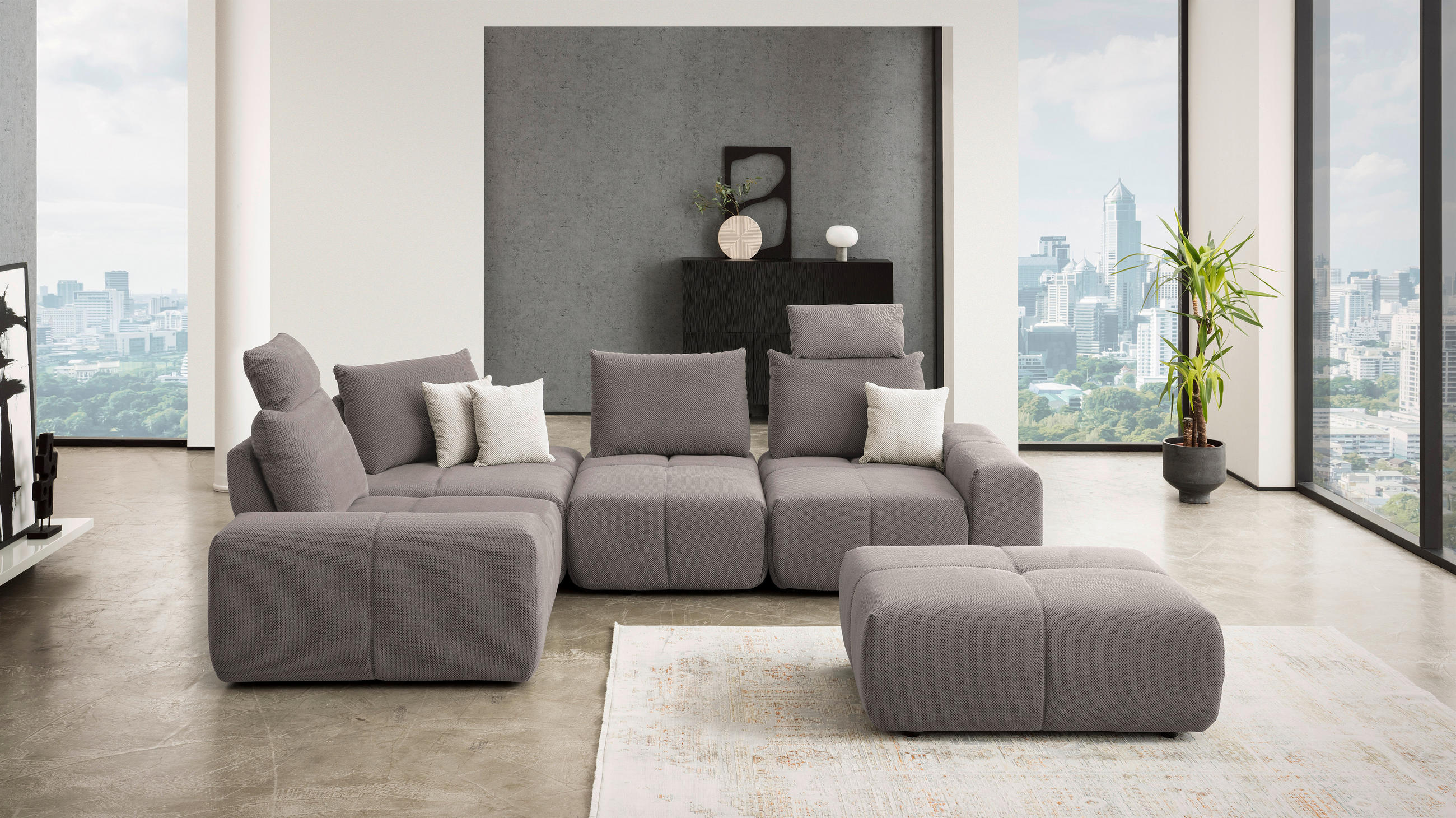 ECKSOFA in Velours Dunkelblau  - Schwarz/Dunkelblau, Design, Kunststoff/Textil (236/326cm) - Xora