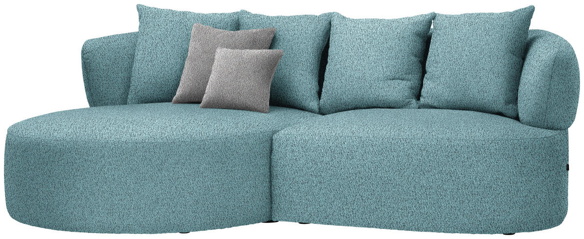 ECKSOFA in Bouclé Schwarz, Türkis  166/235 cm  - Türkis/Taupe, MODERN, Kunststoff/Textil (166/235cm) - Hom`in