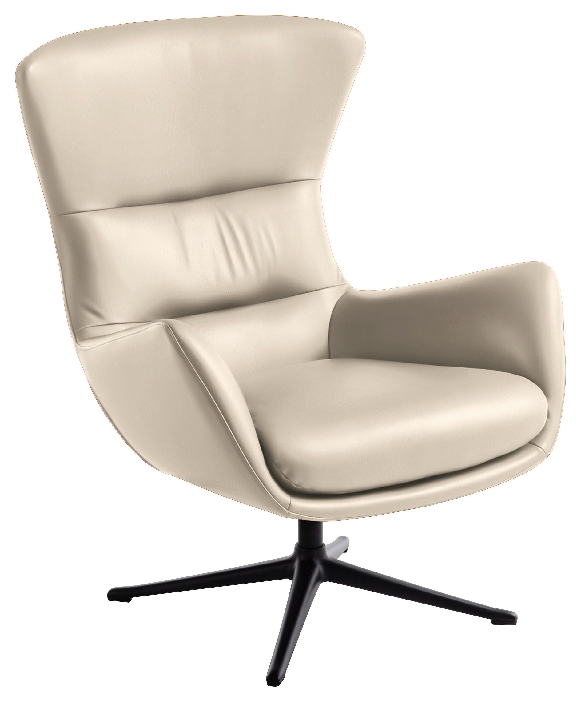 OHRENSESSEL in Hellgrau  - Hellgrau/Schwarz, Design, Leder/Metall (84/104/96cm) - home24