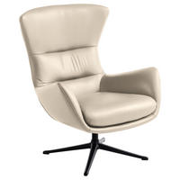 OHRENSESSEL in Hellgrau  - Hellgrau/Schwarz, Design, Leder/Metall (84/104/96cm) - home24