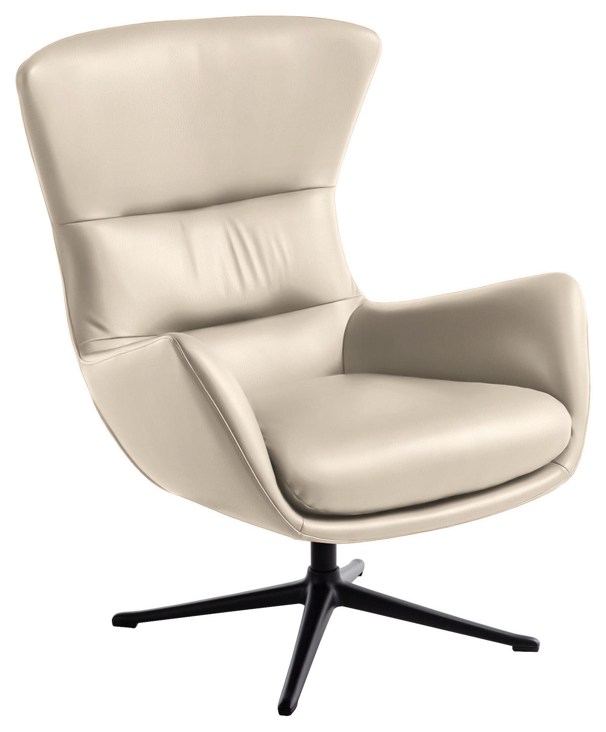 OHRENSESSEL in Hellgrau  - Hellgrau/Schwarz, Design, Leder/Metall (84/104/96cm) - home24