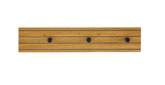 HAKENLEISTE in Schwarz, Eichefarben - Eichefarben/Schwarz, Design, Holzwerkstoff/Metall (80/9/1,5cm) - Carryhome