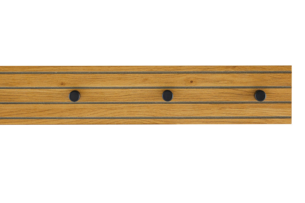 CUIER DE PERETE CU CÂRLIGE - culoare lemn stejar/negru, Design, metal/material pe bază de lemn (80/9/1,5cm) - Carryhome