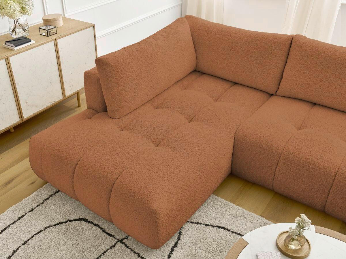 WOHNLANDSCHAFT  FUJI  Orange Bouclé  - Schwarz/Orange, MODERN, Kunststoff/Textil (204/377/160cm)