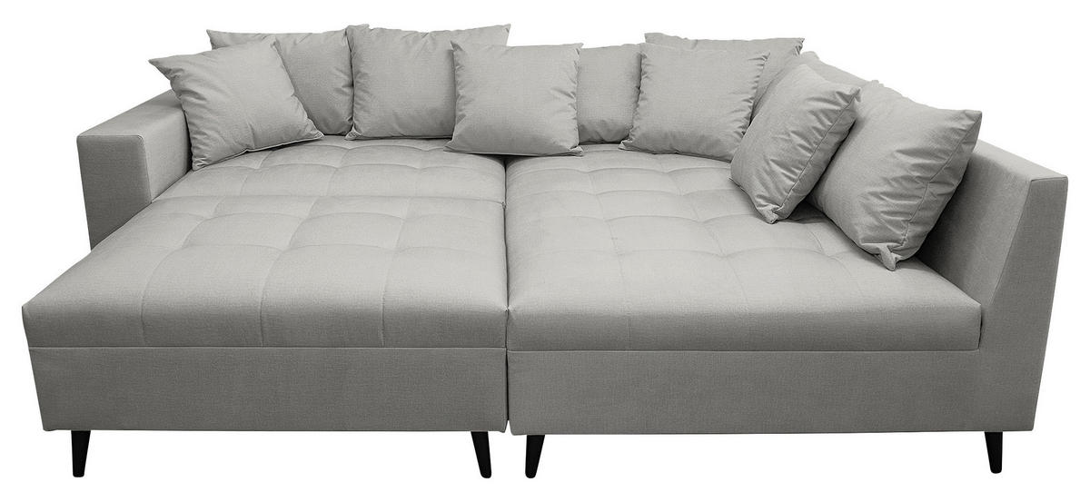 Ecksofa inkl. Hocker Grau Mikrofaser  - Schwarz/Grau, Design, Holz/Textil (247/174cm) - MID.YOU